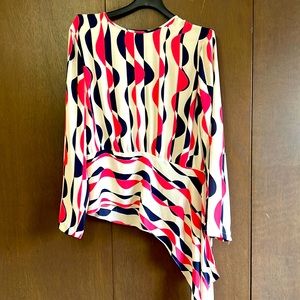 BCBGMaxAzria Red and Black Patterned Blouse